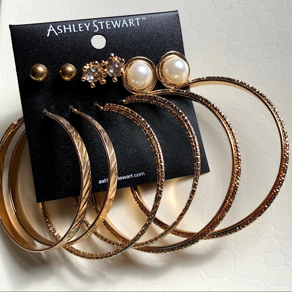 Ashley Stewart set of Hoop & Stud Earrings